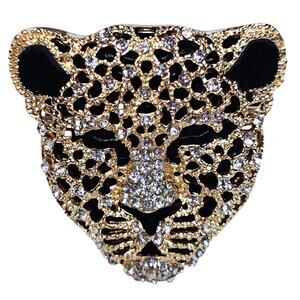 Crystal‎ Tiger Head New! Gold/black rhinestones Brouch. Bling. Mob wife. …